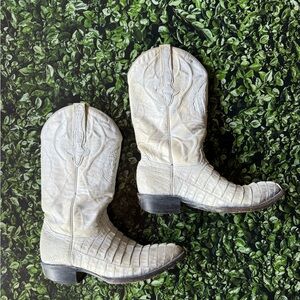 Vtg White Cowboy Boots
